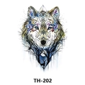 Waterproof temporary tattoo featuring colorful geometric wolf head design, model TH-202 - Th-202 / 210*148mm