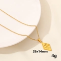 18K gold plated stainless steel necklace with sun moon star diamond-shaped pendant - Gold Rhombus Celestial (S1446-G+N22-G)
