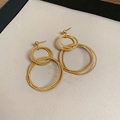 Gold twisted rope multi-circle stud earrings with vintage layered texture finish - Style 62 Titanium Steel - Gold - Multi-Layer Rope Hoop