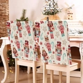 Nutcracker and gingerbread pattern Christmas chair back covers set in festive dining room - Nutcracker and Snowflakes (YT05-19)