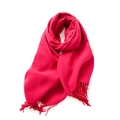 Pink double-sided cashmere-like scarf with fringe tassels on a clean white background - No.23 Rose Red