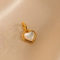 Detail of 18K gold plated heart pendant with white mother of pearl inlay on silk - Heart Artificial Pearl (Charm)