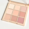 Nine-color eyeshadow palette with matte and shimmer shades in nude and peach tones - No. 06 Nude Pink Earth Tones