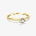 Classic gold s925 silver ring featuring a round zircon center stone and side diamonds - US 8 / 358-Classic Solitaire / 18K Gold