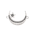 Silver crescent moon and star pendant connector with black cubic zirconia inlay - Silver Crescent Star with Black Zirconia (L0483-B)