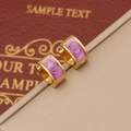Elegant gold plated hoop earrings with purple enamel floral relief pattern and metal texture - Purple Rose (2# Purple)