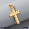 Colgante de cruz en acero de titanio dorado pulido, 32x22mm, peso de 4g - Cadena de Cuerda 60cm / Dorado