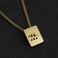 Goldene Edelstahlkette mit einem quadratischen, hohlen Wassermann-Sternzeichen-Anhänger - Wassermann