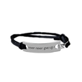 Fashion braided leather bracelet with engraved silver never give up metal plate - Black Leather Rope Braid-never never give up !(G1085)