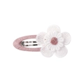 Cute white embroidered daisy flower hair clip with a pink woven fabric wrapped BB clip - Style 10-Pink Woven Five-Petal Flower BB Clip