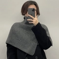 Winter thick dark grey chunky knit snood hooded scarf for women warm accessories - Split Shawl-Grey