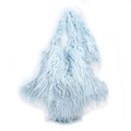 Furry light blue faux fur shoulder bag with soft curly texture and fluffy design - Light Blue