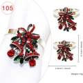 Silver bell Christmas napkin ring with red and green rhinestones and size labels - Rhinestone Bell Style 105
