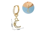 Gold stainless steel hoop earring featuring a crescent moon and star charm with zircons - Moon and Star