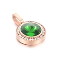 Ciondolo in oro rosa con grande pietra verde sfaccettata e un alone di diamanti bianchi - Stile Gemma Verde Oro Rosa (KP100760-K)