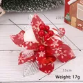 Christmas decoration with red snowflake petals, berries, and a bell, 23cm height, 17g weight - Style 15