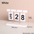 Minimalist white wooden flip calendar with gold metal bar for office desktop decor - M-Style White