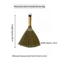 Handmade silver grass short handle broom 30cm length for home dust cleaning - Short Handle Yellow Edge / 30x23cm