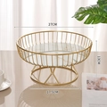 Gouden fruitmand van metaaldraad met marmeren voet, diameter 27 cm en hoogte 13 cm - Groot/Wit Goud