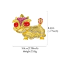 Golden tiger brooch with red rhinestones, size 5.8cm x 4.5cm, weight 25.8g - Chinese Mythical Beast XD825016
