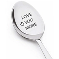 Stainless steel coffee spoon engraved with 'LOVE YOU MORE' and a heart symbol - LOVE YOU MORE