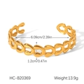 Detalle del brazalete abierto de acero chapado en oro 18k con medidas y peso exacto - Estilo de Cadena en Forma de U Hueca (HC-B20369)