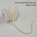 8mm cream white pearl string chain for Christmas tree decoration on 5m roll - 8mm Off-White Pearl Chain 5m