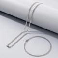 Ensemble collier et bracelet gourmette en acier inoxydable argenté avec fermoir mousqueton - Bracelet / 2.5mm / 20cm / Couleur Acier