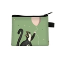 Mini portamonete piatto con illustrazione di gatto bianco e nero e palloncino rosa - 13-Gatto con palloncino