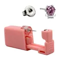 Pink disposable ear piercing gun with a 5mm pink zircon and 316L surgical steel stud - 5mm Steel Six-Prong Set Pink Zircon (MS61-515)