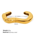 Bracciale rigido aperto a onda di lava irregolare dorato in acciaio inossidabile - Stile Ondulato Irregolare (SZ196G) / Oro