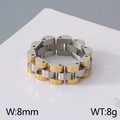 Anello stile cinturino d'orologio 8mm in acciaio inossidabile bicolore oro e argento - US 7 / Oro e Argento
