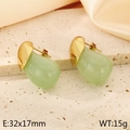 Orecchini a goccia in resina verde chiaro con dettagli dorati dal design elegante - Verde (KE115125-SP)