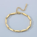 Bracciale minimalista in acciaio inossidabile dorato a maglie rettangolari con chiusura - Bracciale Oro (KB190882-Z)