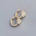 Pendientes de huella de gato en plata S925 dorada con circón blanco en forma de corazón - Dorado (1 Par)