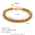 Minimalist 18K gold plated stainless steel interlocking ring bracelet with adjustable chain - Hand-assembled Ring Bracelet - Gold