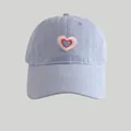 Light blue cotton baseball cap with triple heart embroidery and a curved brim design - Light Blue