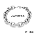 Silver hollow steel ball chain bracelet with oval links 200x10mm 33g variant - 200x10mm Silver Style (KB169660-Z)