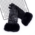Winter thermal touch screen gloves in black with padded faux fur and glossy finish - One Size / Black