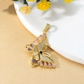 Exquisite gold butterfly pendant with colorful cubic zirconia on a minimalist texture background - Style 1-Blue Heart Butterfly