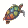 Vibrant sea turtle wooden puzzle with unique animal-shaped irregular pieces - S / Sea Turtle - Plastic Box