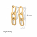 Minimalist gold stainless steel paperclip drop earrings with 62.5mm length and 12.8mm width - Gold Chain Earrings (TE6170)