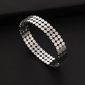 Bracelet large vintage en acier titane argenté avec design texturé en écailles - Argenté