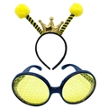 Details zum Bienen-Party-Set mit goldenem Kronen-Antennen-Stirnband und Wabenbrille - Gelbes Bienen-Kronen-Set (Stirnband + Brille)
