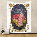 Detail of a Cancer zodiac tapestry featuring a mystic goddess and tarot illustration - Cancer (GT220614)