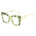 Moderne groene marmeren cat-eye anti-blauw licht bril met gouden metalen pootjes in hoek - Groen Schildpadframe