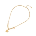 Collar de doble capa en acero inoxidable dorado con colgantes de estrella de mar y concha - Collar de Doble Capa con Estrella de Mar y Concha (1#)