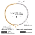Tweekleurige goud en zilveren roestvrijstalen ketting met hart- en paperclip-bedel - Tweekleurige Veiligheidsspeld Hart Ketting (JDN0305050-PS)