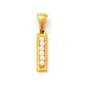 18k gold plated rectangular alphabet pendant with white pearl inlay and bead texture - Letter I Style (SP723G-I)