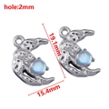 Silver alloy moon charm with light blue beads and crystals for DIY jewelry making - Moon Rhinestone (15.4x19.1mm) / Silver